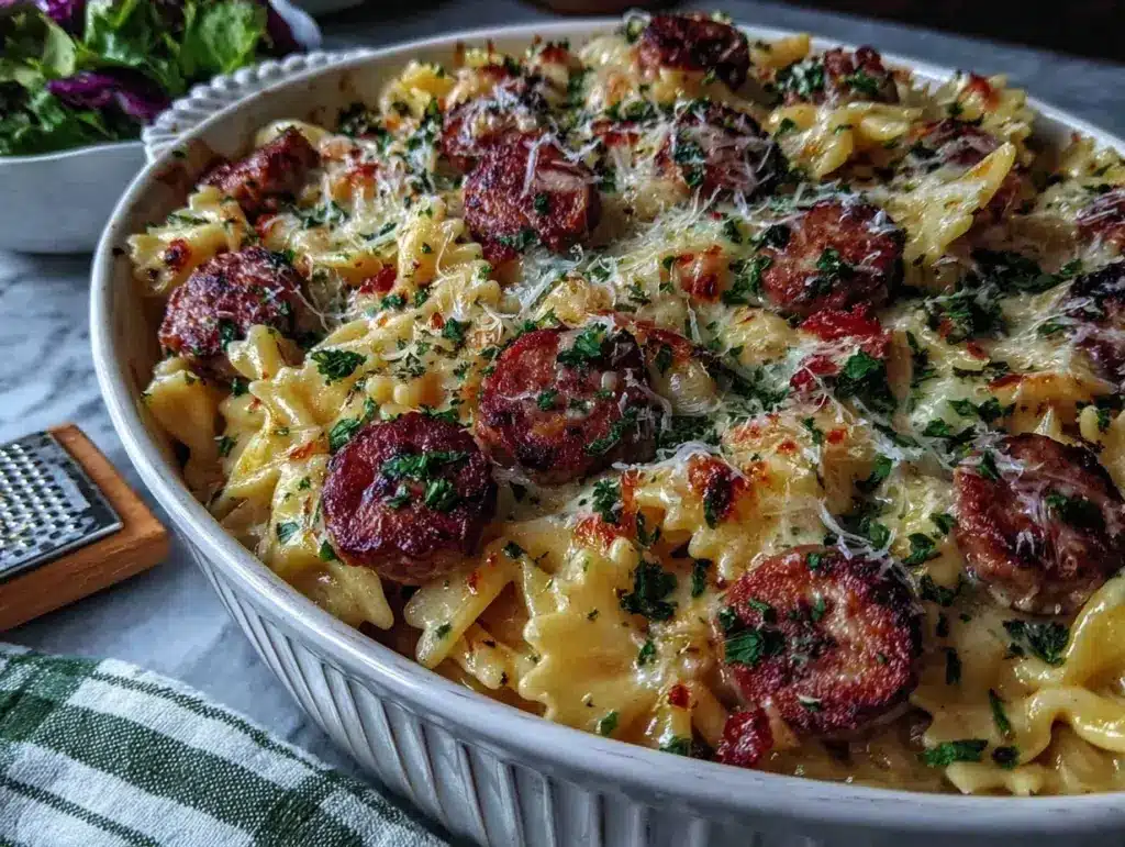 sausage alfredo pasta - featured image