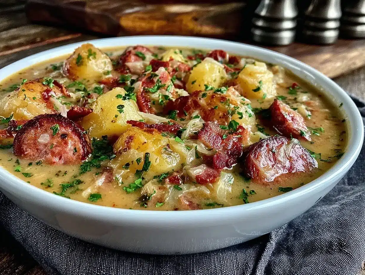 sausage potato sauerkraut soup preparation steps