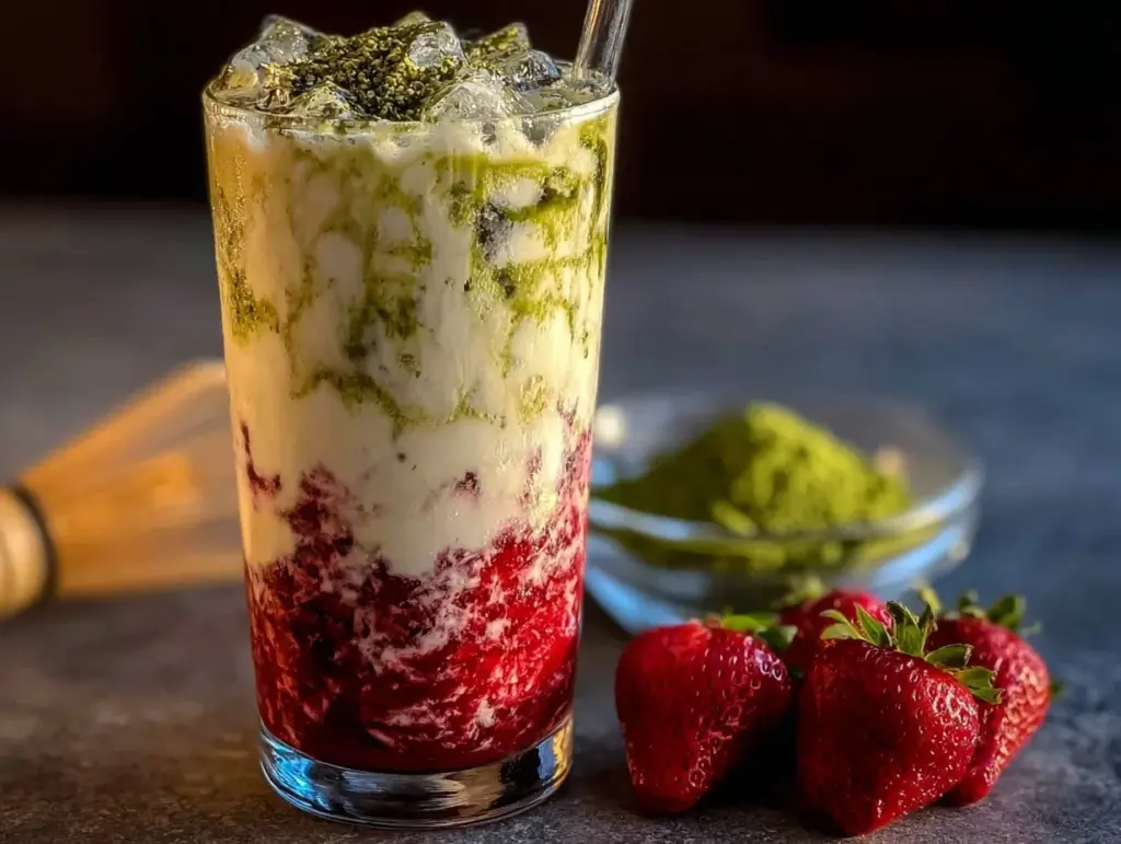 strawberry matcha latte - featured image