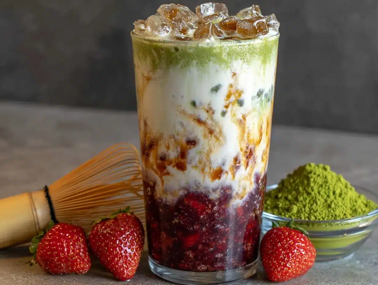 strawberry matcha latte preparation steps