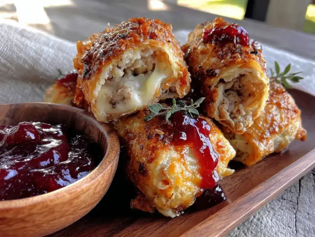 turkey cranberry brie egg rolls - featured image