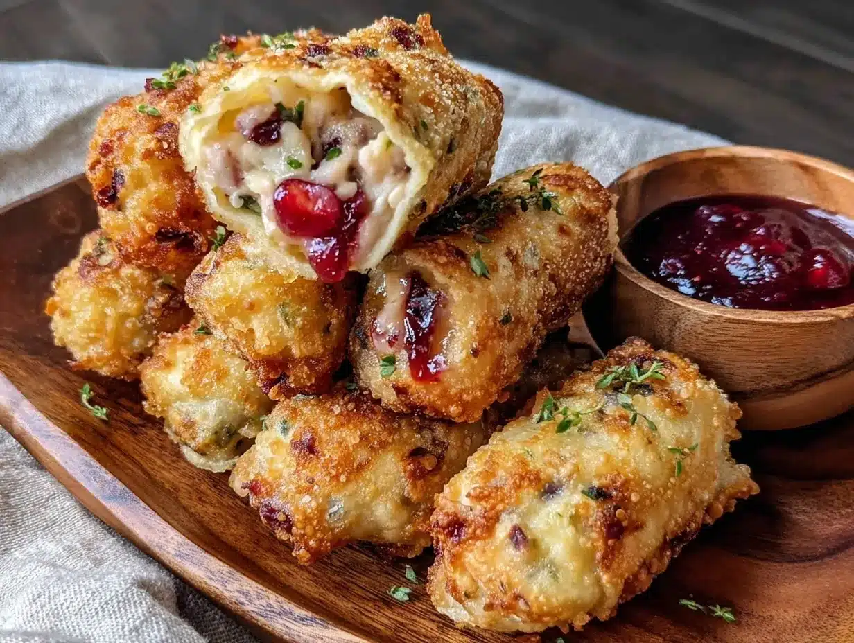 turkey cranberry brie egg rolls preparation steps