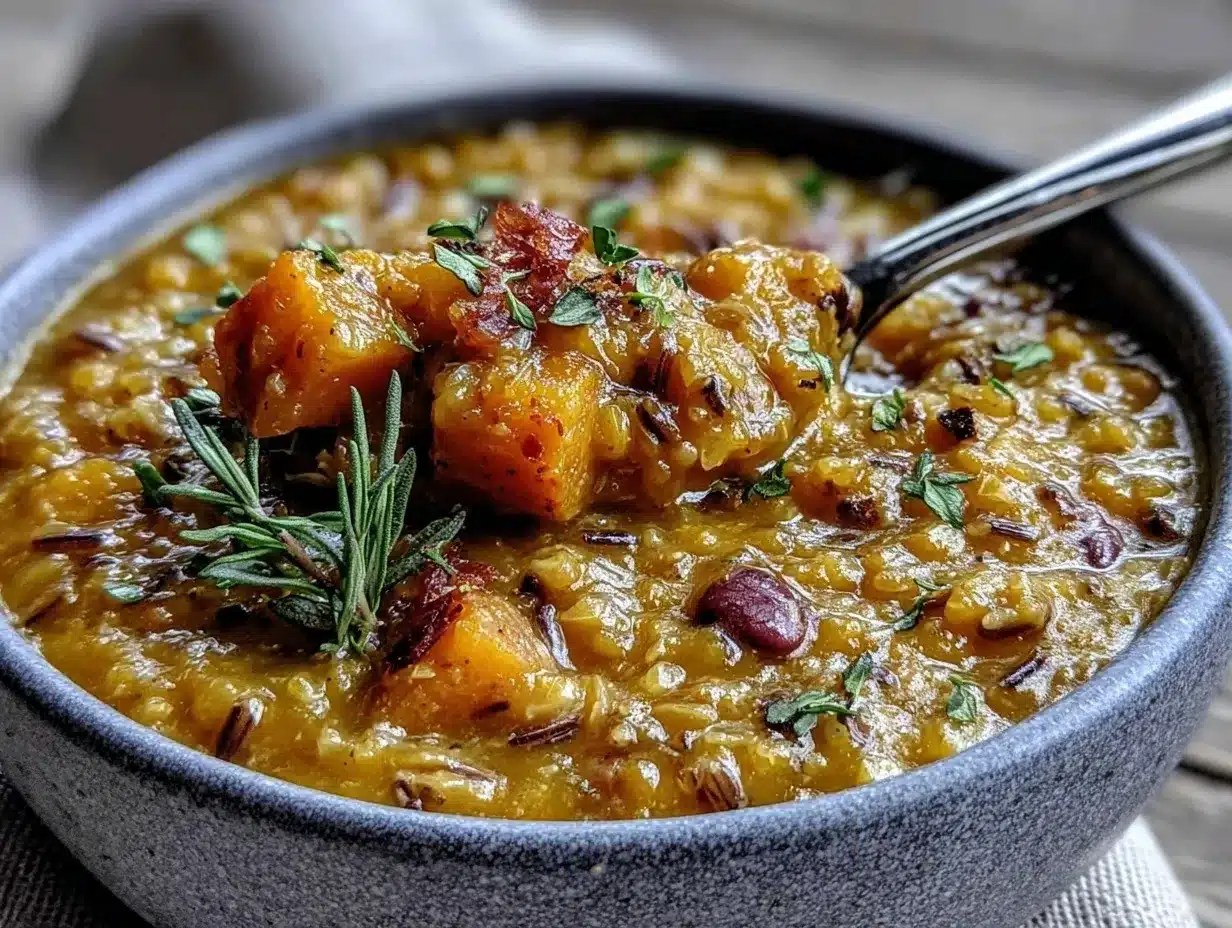vegan pumpkin wild rice soup preparation steps