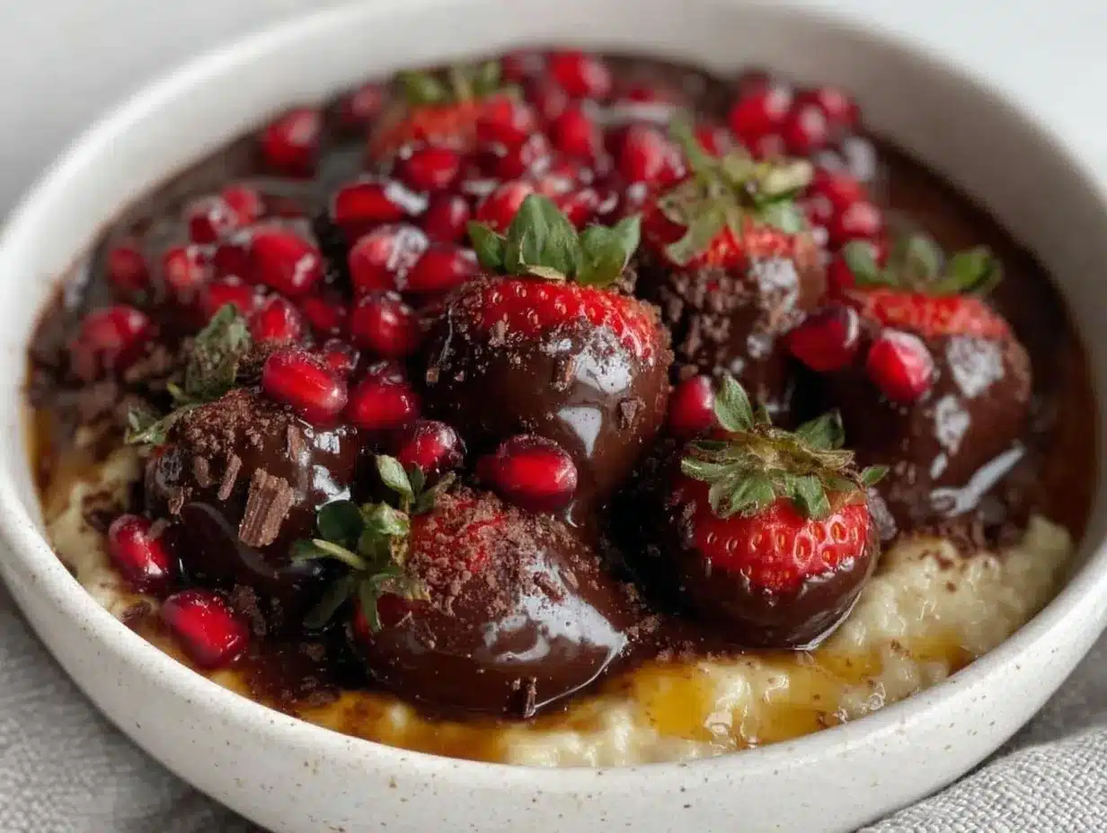 chocolate covered strawberries oatmeal bowl preparation steps