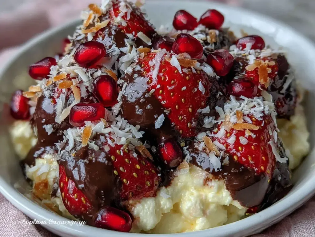 chocolate covered strawberry cottage cheese bowl - featured image