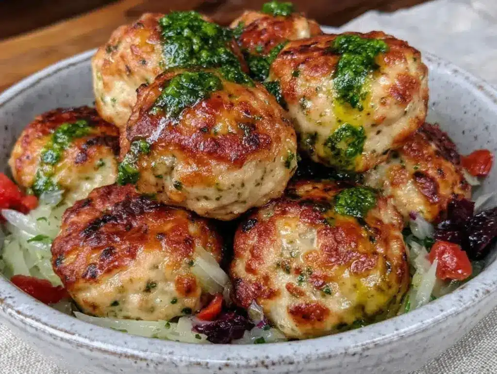 citrus turkey meatball dinner bowl - featured image