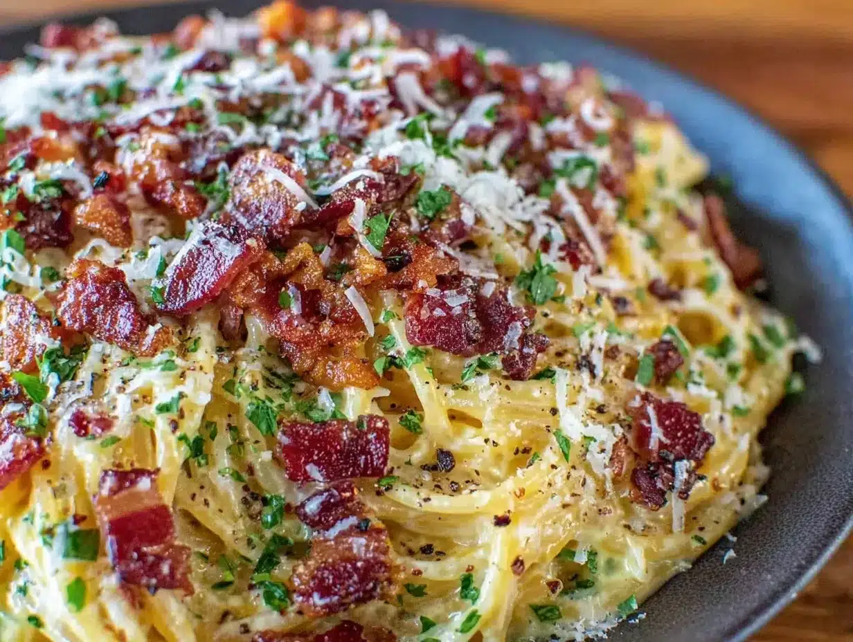 creamy bacon carbonara pasta preparation steps