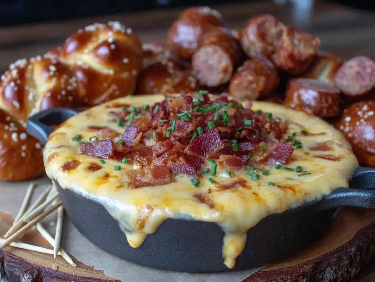 creamy beer cheese dip with bacon preparation steps