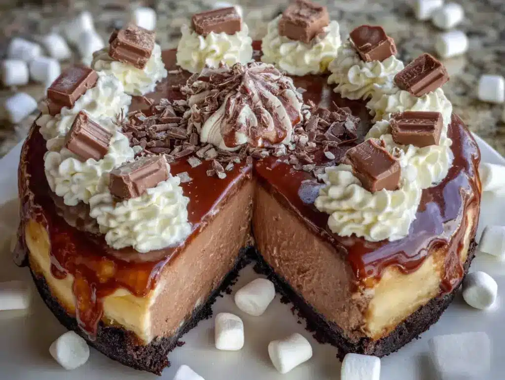 creamy hot chocolate cheesecake - featured image
