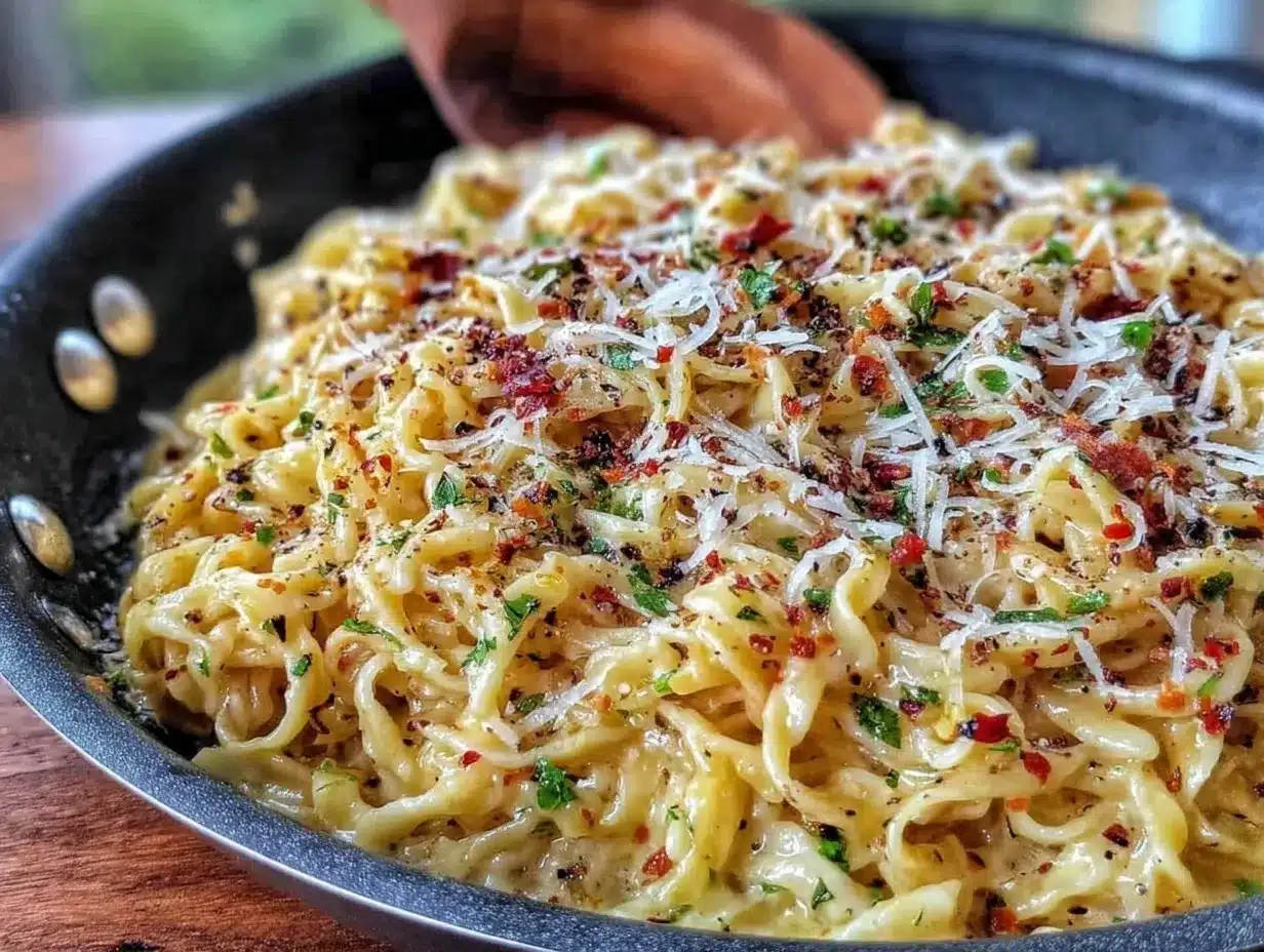 Creamy One-Pan Butter Parmesan Pasta preparation steps