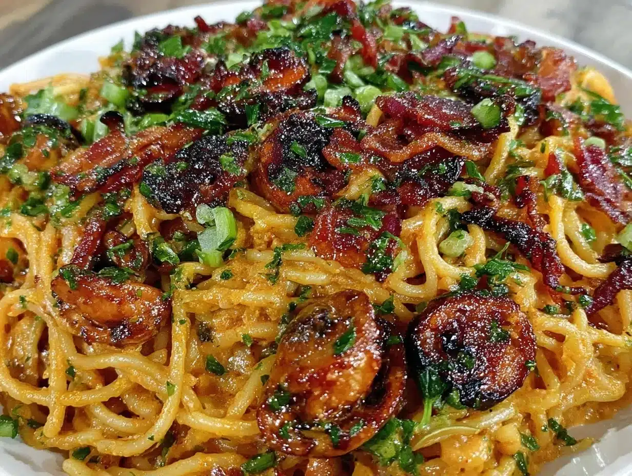 creamy pumpkin mushroom spaghetti preparation steps