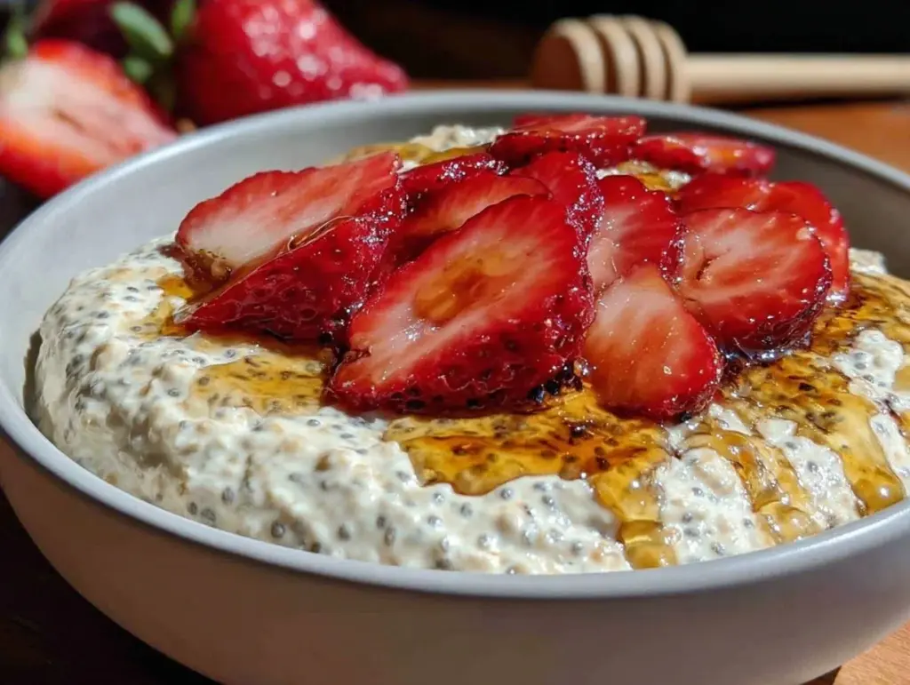creamy valentines chia pudding bowl - featured image