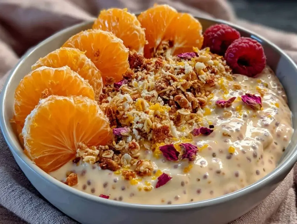 creamy valentines chia pudding bowl - featured image