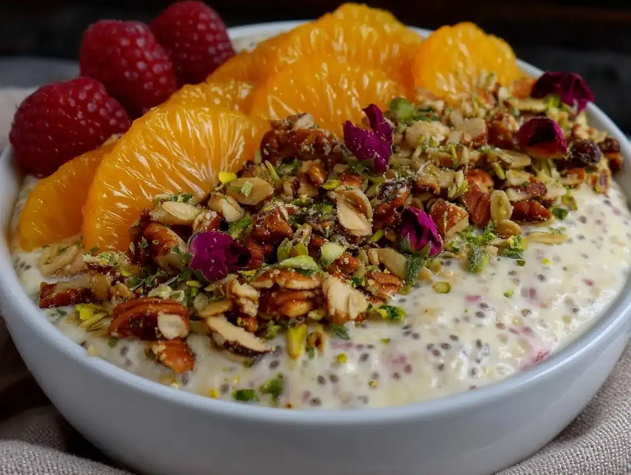 creamy valentines chia pudding bowl preparation steps