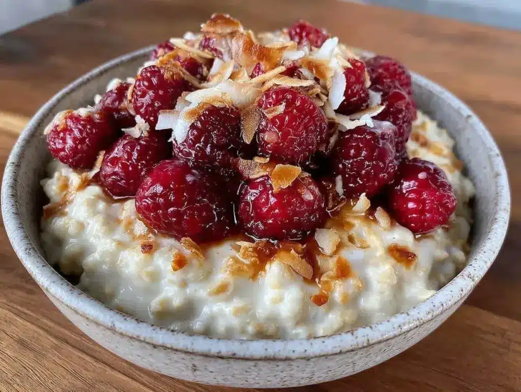 creamy valentines day oatmeal bowl - featured image