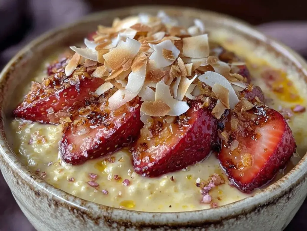 creamy valentines oatmeal bowl - featured image