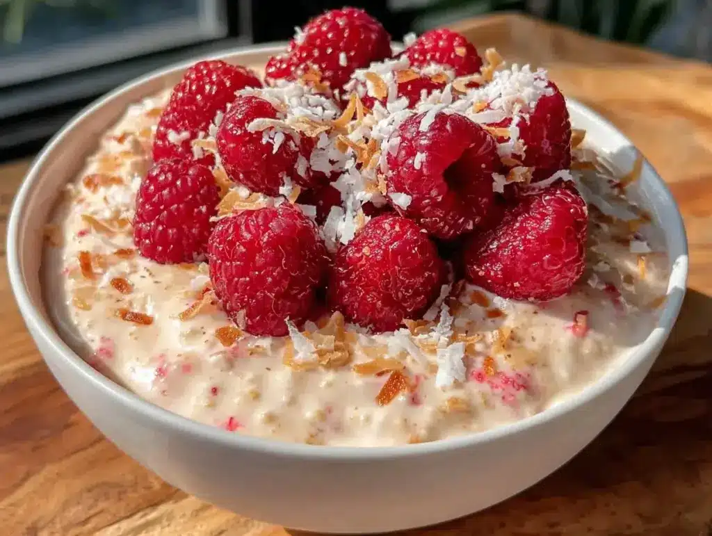 creamy valentines oatmeal bowl - featured image