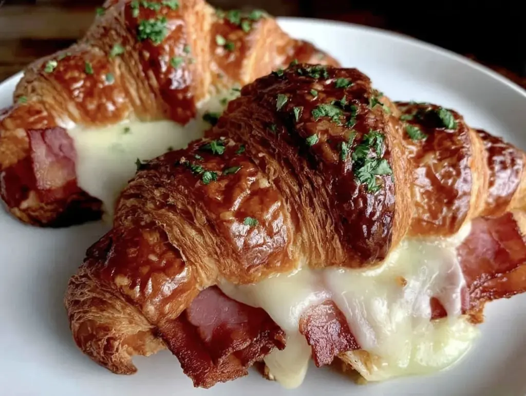 crispy baked ham and cheese croissants - featured image