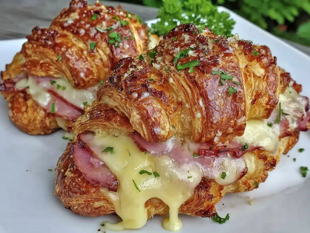 crispy baked ham and cheese croissants preparation steps