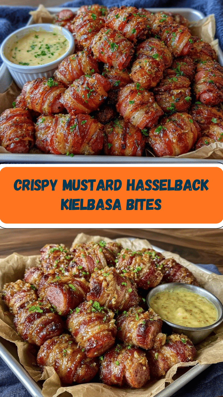 Crispy Mustard Hasselback Kielbasa Bites recipe