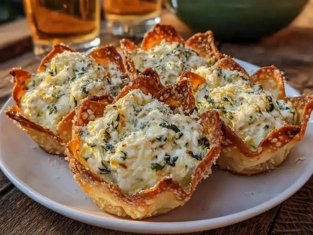 Crispy Spinach Artichoke Dip Wonton Cups - featured image