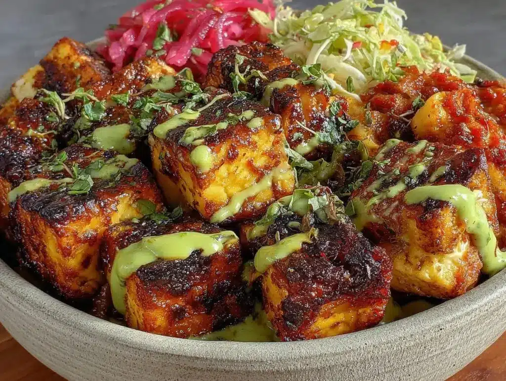 ginger garlic tofu bowl - featured image