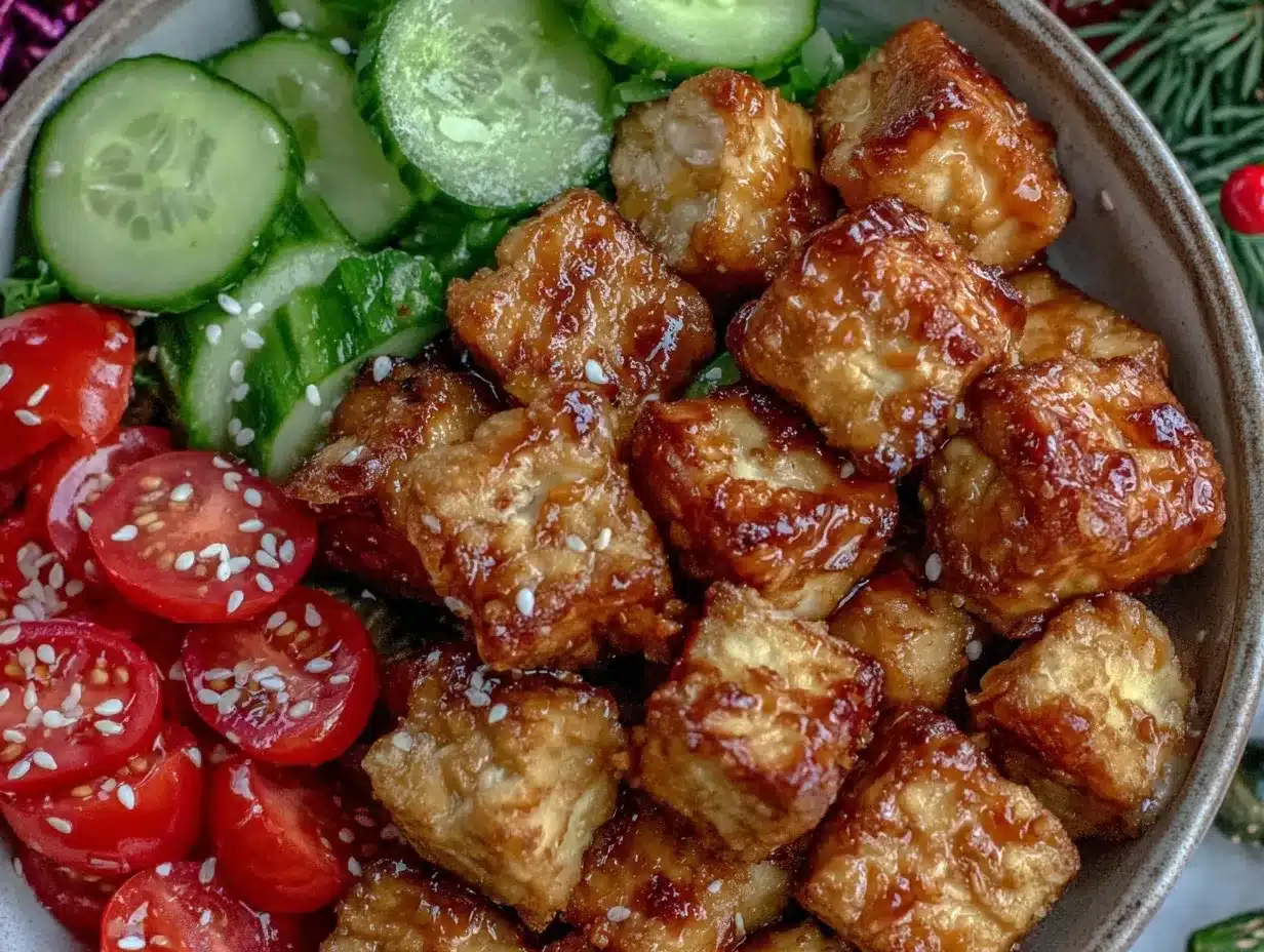 ginger garlic tofu dinner bowl preparation steps