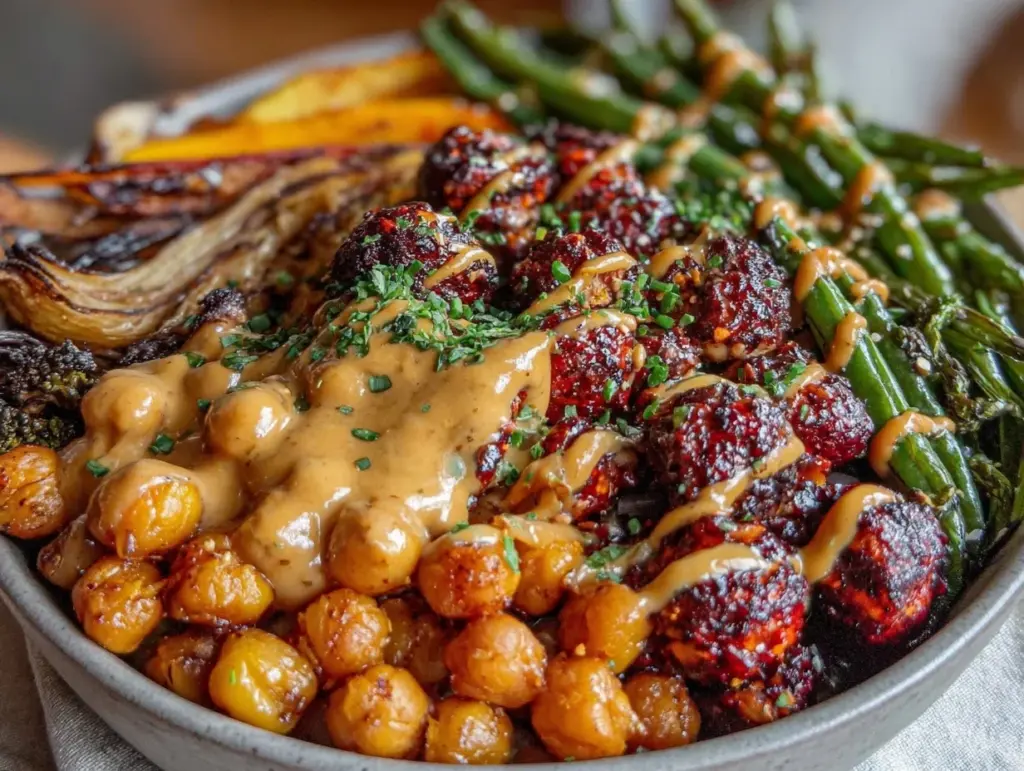harissa chickpeas peanut-ginger bowl - featured image