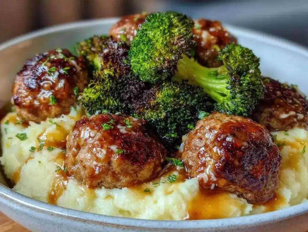 honey mustard turkey meatball bowl - featured image