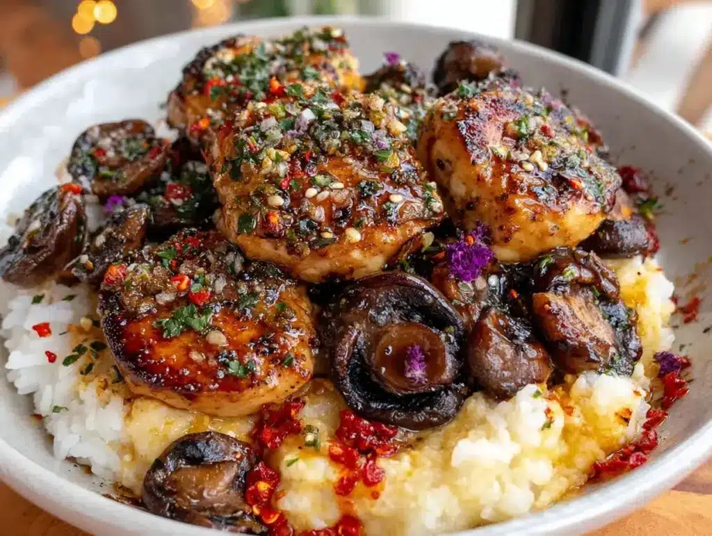 lemon herb chicken dinner bowl - featured image