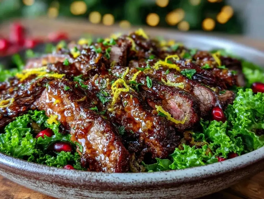 lemony kale steak dinner bowl - featured image