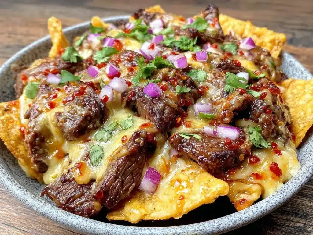 loaded steak nacho party bowl - featured image