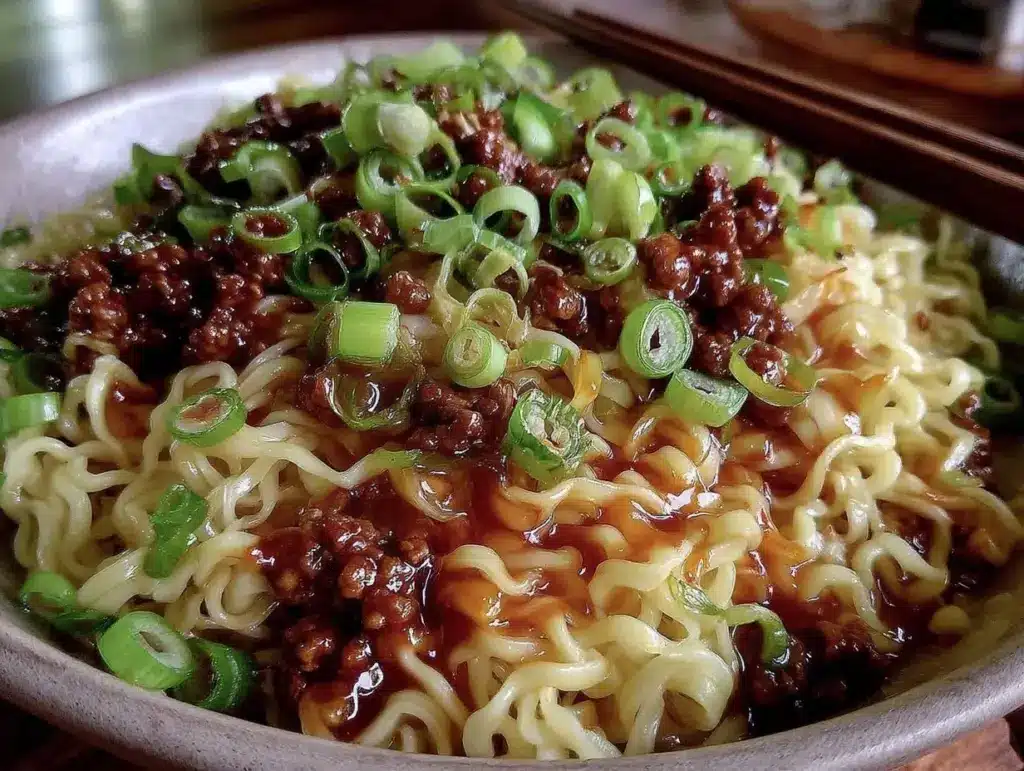 Mongolian ground beef noodles - featured image