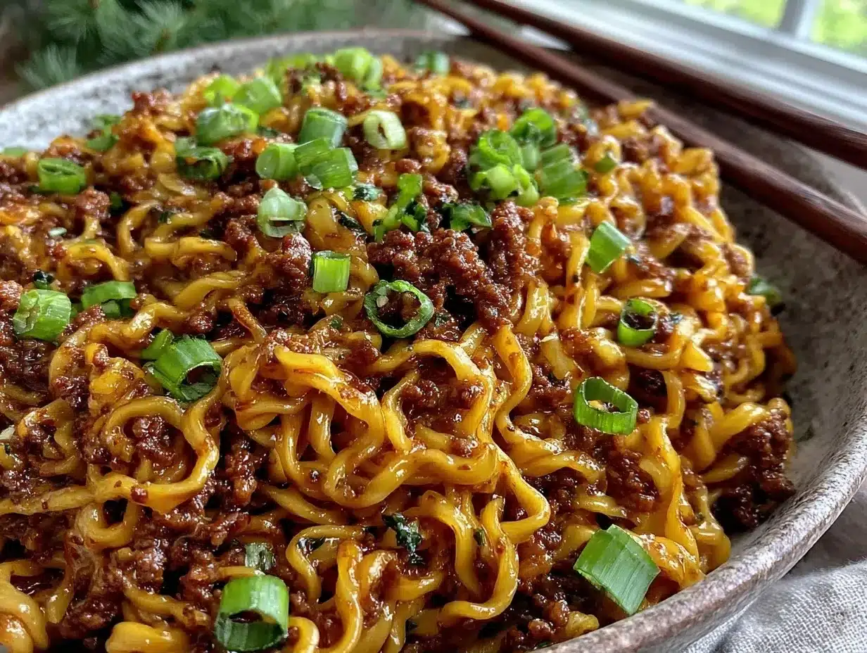 Mongolian ground beef noodles preparation steps