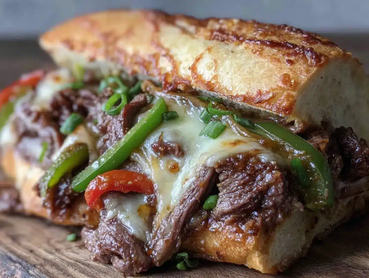 Philly Cheesesteak Sandwich preparation steps