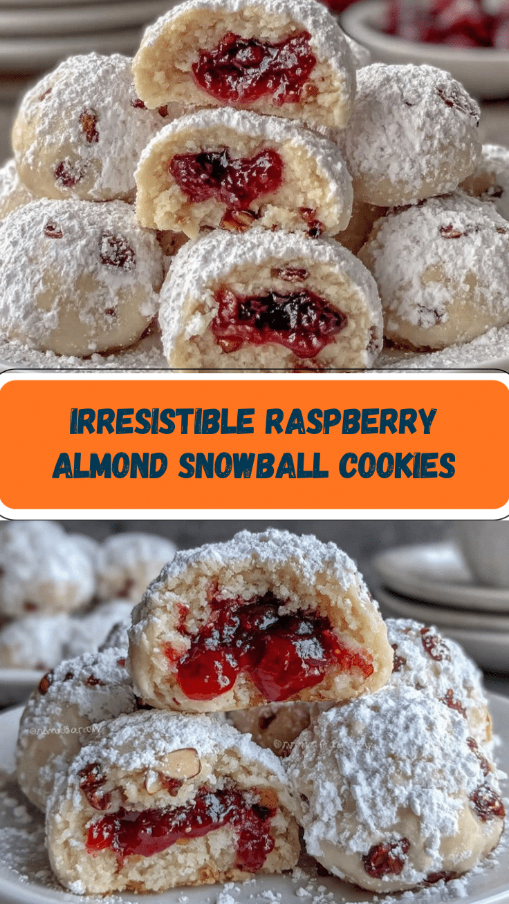 raspberry filled almond snowball cookies recipe