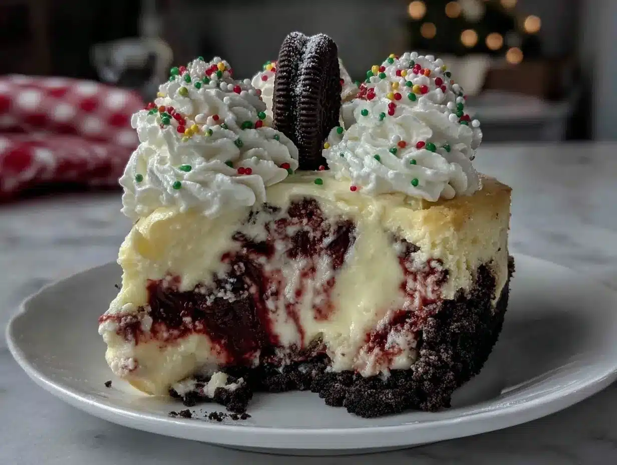 red velvet cheesecake with Oreo crust preparation steps