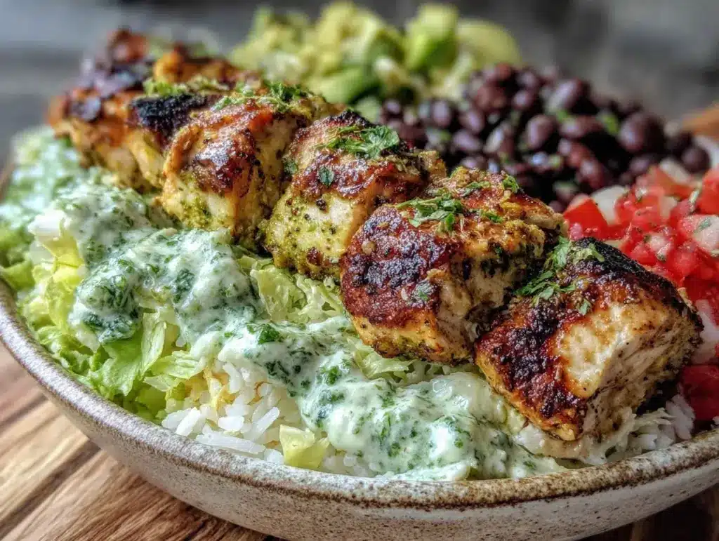 seven-layer party bowl with lemon-herb chicken - featured image