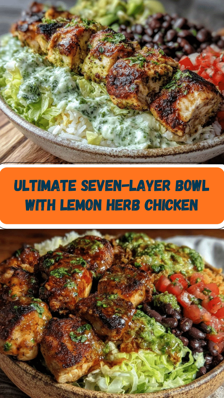 seven-layer party bowl with lemon-herb chicken recipe