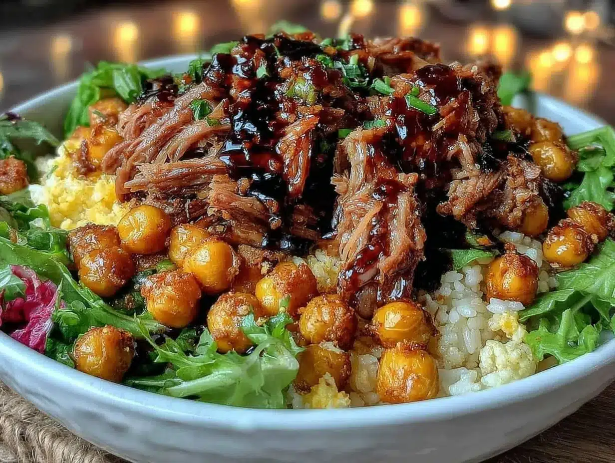slow-cooker pulled pork dinner bowl preparation steps