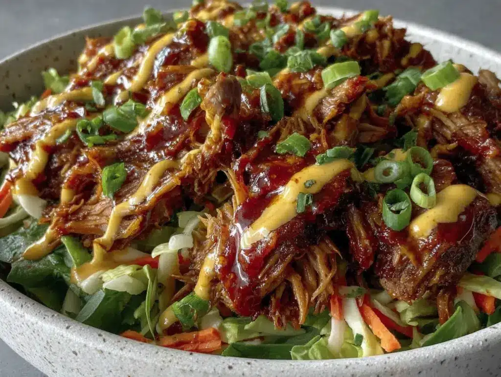 spicy buffalo pulled pork party bowl - featured image