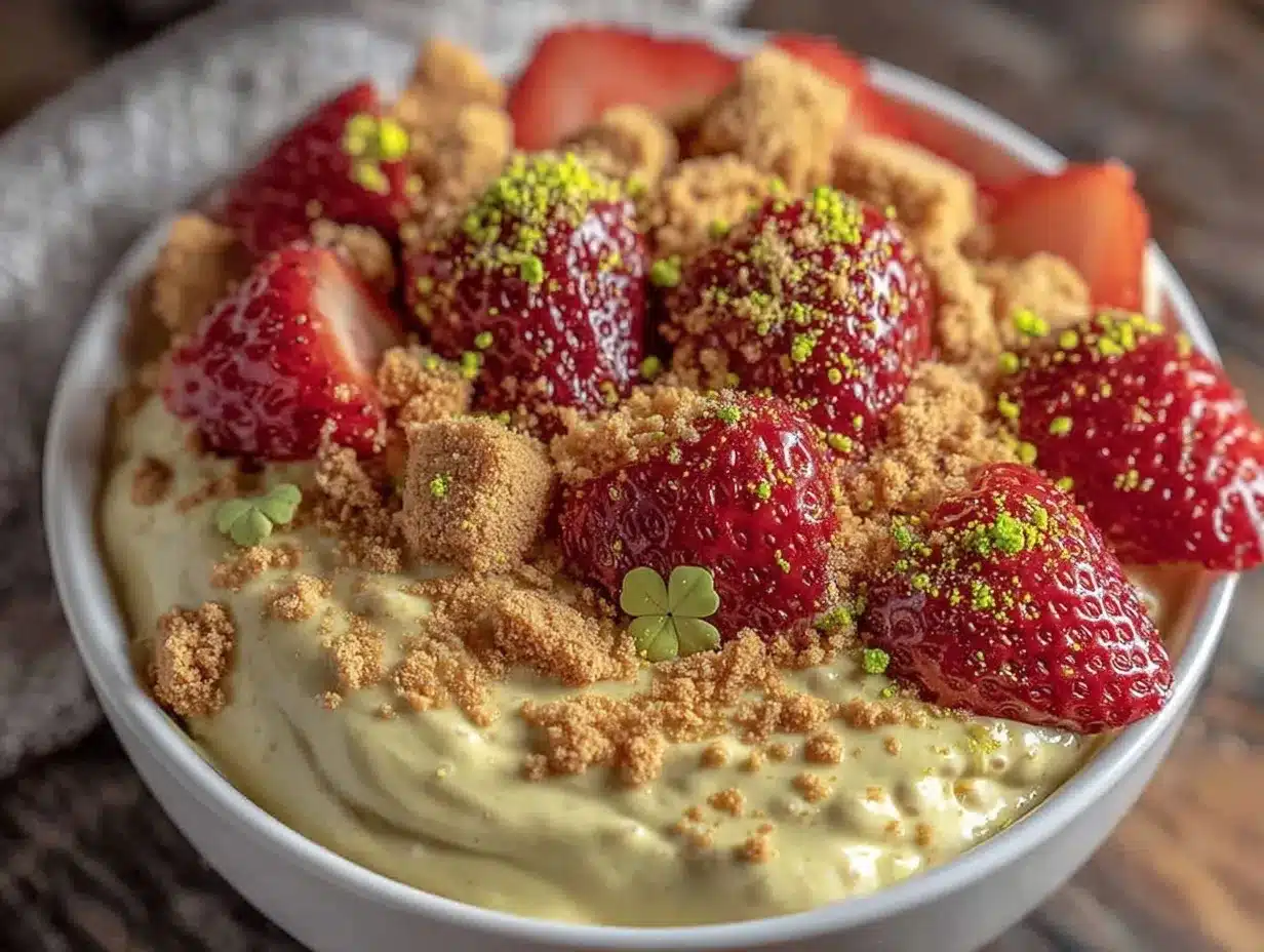 St Patrick’s Day chia pudding bowl preparation steps