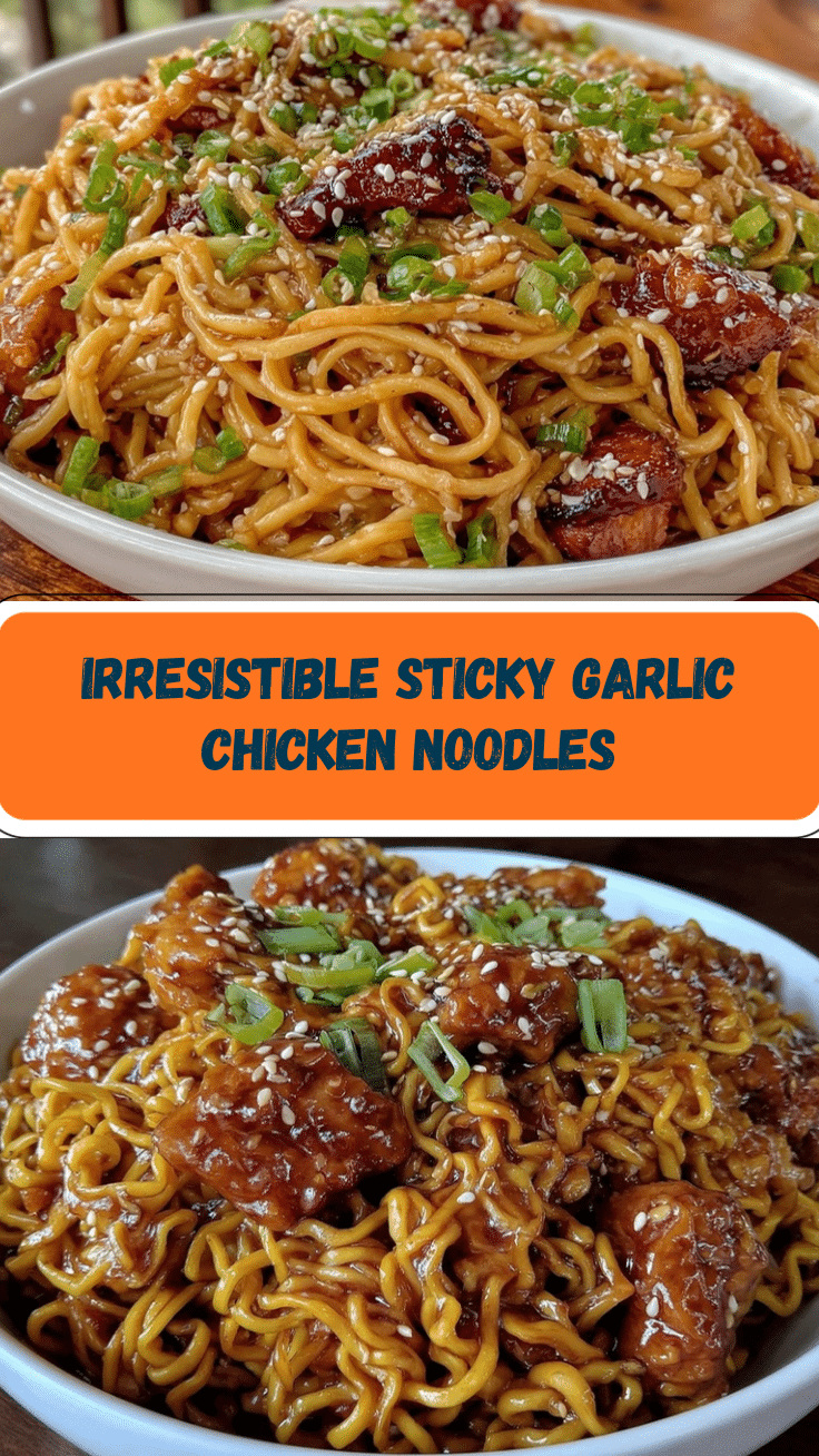 sticky garlic chicken noodles recipe