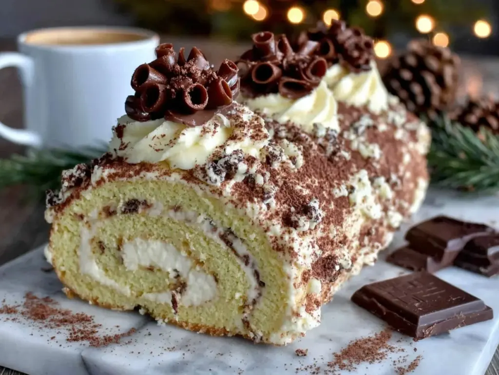 Tiramisu Yule Log Cake - featured image