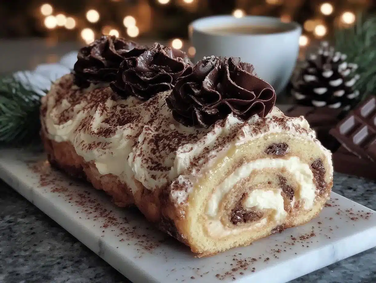 Tiramisu Yule Log Cake preparation steps