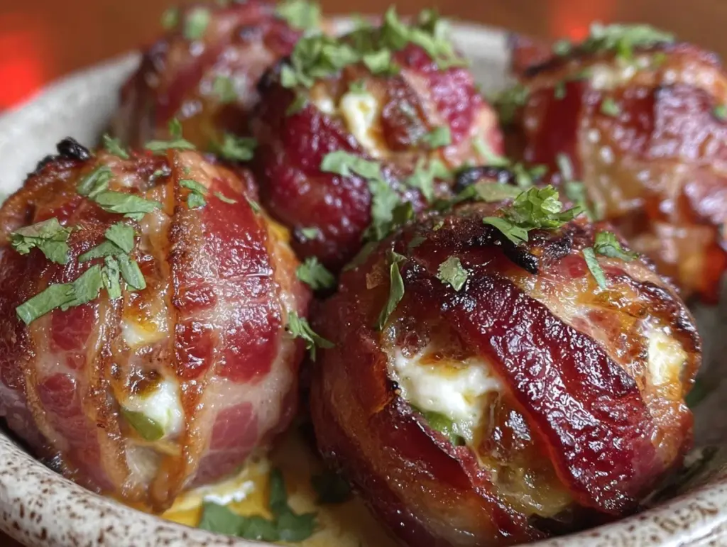 bacon-wrapped jalapeño cream cheese meatballs - featured image