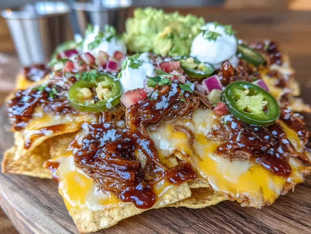 bbq pulled pork nachos - featured image