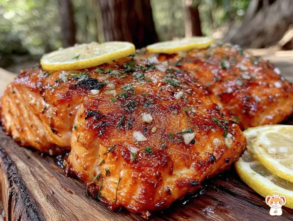 cedar plank grilled salmon - featured image