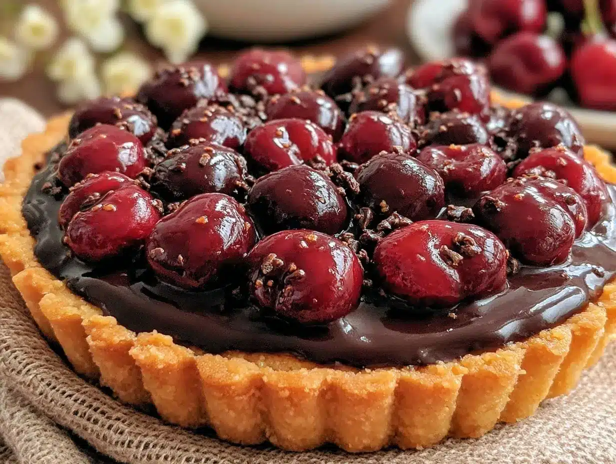 cherry chocolate tart preparation steps