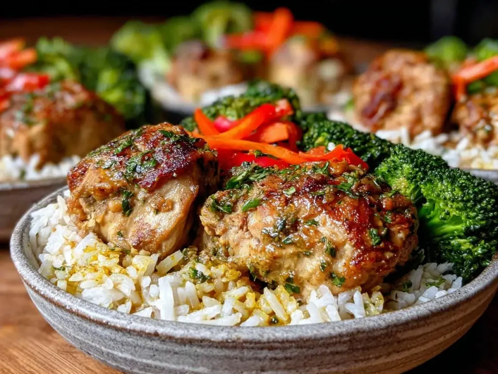 chicken and rice meal prep bowls - featured image